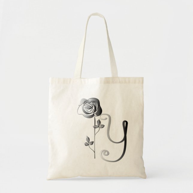 Monogram Y Hand-written w/Rose Tote Bag (Front)