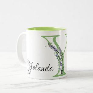 Monogram Y Lavender Eucalyptus Two-Tone Coffee Mug