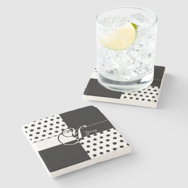 Monogram Y Stone Coaster (Side)