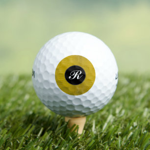 Monogram Yellow Alligator Texture Print Golf Balls