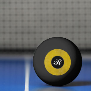 Monogram Yellow Alligator Texture Print Ping Pong Ball