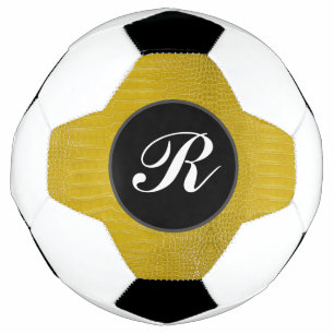 Monogram Yellow Alligator Texture Print Soccer Ball