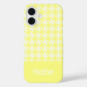 Monogram yellow and white houndstooth pattern  iPhone 16 case