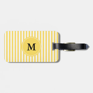 Monogram Yellow and White Stripes Pattern Luggage Tag