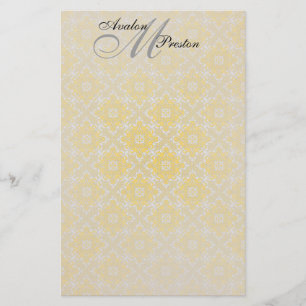 Monogram Yellow & Black Lace Wedding Stationery