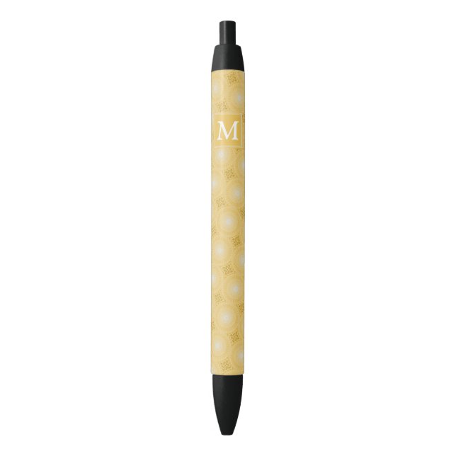 Monogram yellow circles pattern black ink pen (Front Vertical)