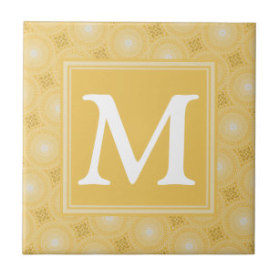 Monogram yellow circles pattern ceramic tile
