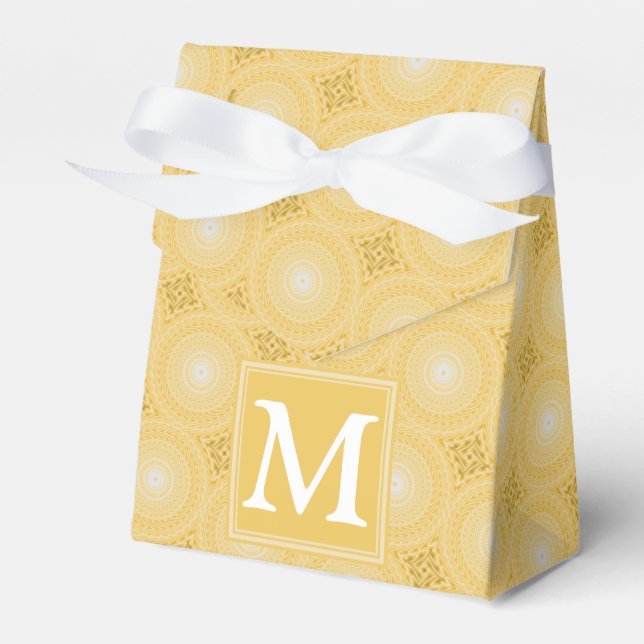 Monogram yellow circles pattern favour box (Front Side)