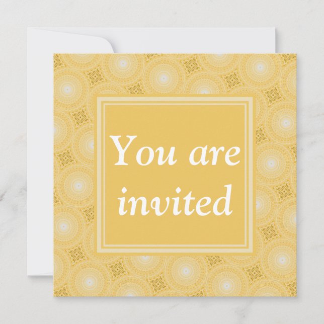 Monogram yellow circles pattern invitation (Front)