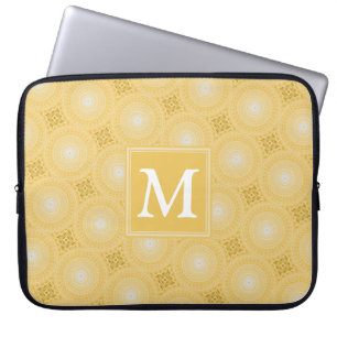 Monogram yellow circles pattern laptop sleeve