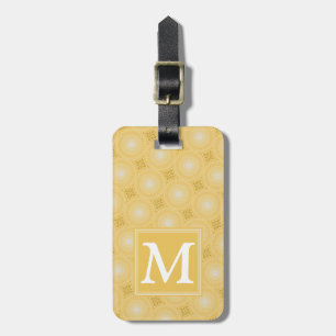 Monogram yellow circles pattern luggage tag