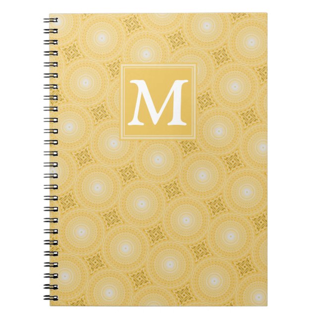 Monogram yellow circles pattern notebook (Front)
