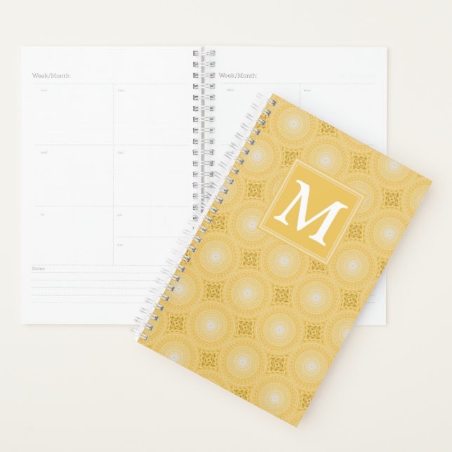 Monogram yellow circles pattern planner (Display)
