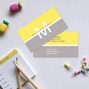 Monogram Yellow Colour Block Business Card