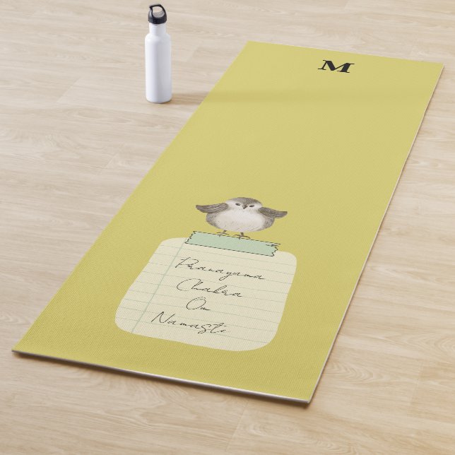 Monogram Yellow Cute Bird Custom Focus Reminder Yoga Mat (In Situ)