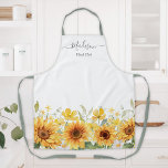 Monogram Yellow Flower Sunflower Floral Botanical Apron<br><div class="desc">Cooking with style with our Monogram Yellow Flower Sunflower Floral Botanical Apron. Featuring watercolor illustration of yellow sunflower garden, give it a botanical accent. With elegant script font and text that can be customised, it can make a great gift for home cooks, chefs, or cooking enthusiasts. Personalised it with their...</div>