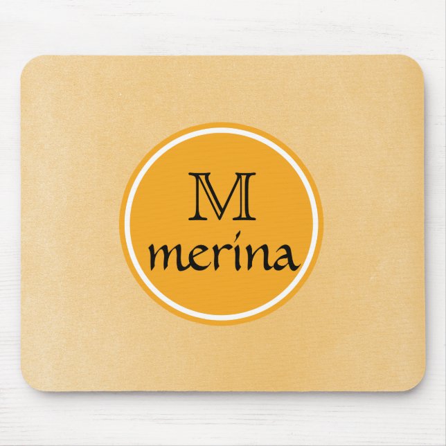 Monogram Yellow Gold Circle Mouse Pad (Front)