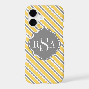 Monogram Yellow Grey White Stripe Pattern