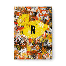 Monogram Yellow Orange Modern Abstract Painting