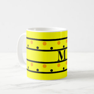 Monogram Yellow Orange Polka Dots Coffee Mug
