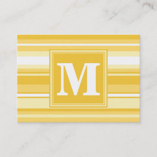 Monogram yellow stripes business card