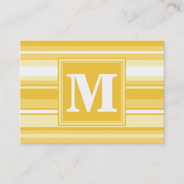 Monogram yellow stripes business card (Front)