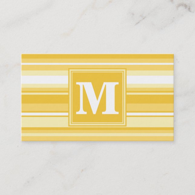 Monogram yellow stripes business card (Front)