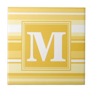 Monogram yellow stripes ceramic tile