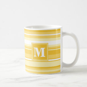 Monogram yellow stripes coffee mug