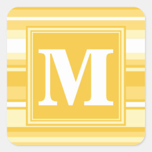 Monogram yellow stripes square sticker