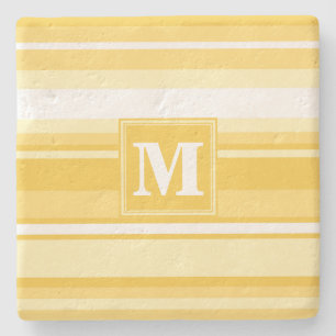 Monogram yellow stripes stone coaster