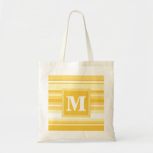 Monogram yellow stripes tote bag