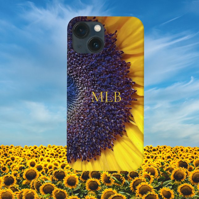 Monogram Yellow Sunflower Closeup with Initials Case-Mate iPhone Case (Creator Uploaded)