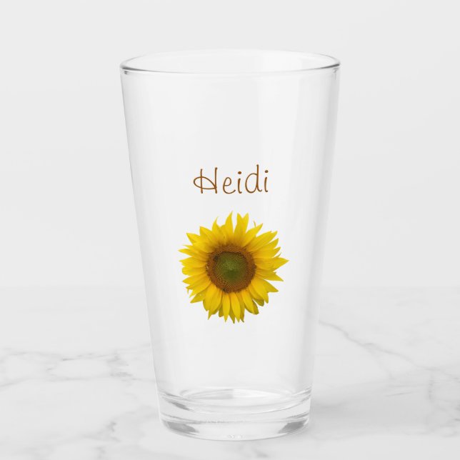 Monogram Yellow Sunflower Glass (Front)
