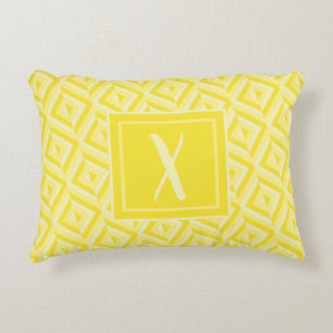Monogram Yellow Three-Tone Diamond Pattern Decorative Cushion