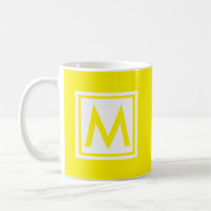Monogram Yellow Trendy Simple Colour Square Custom Coffee Mug