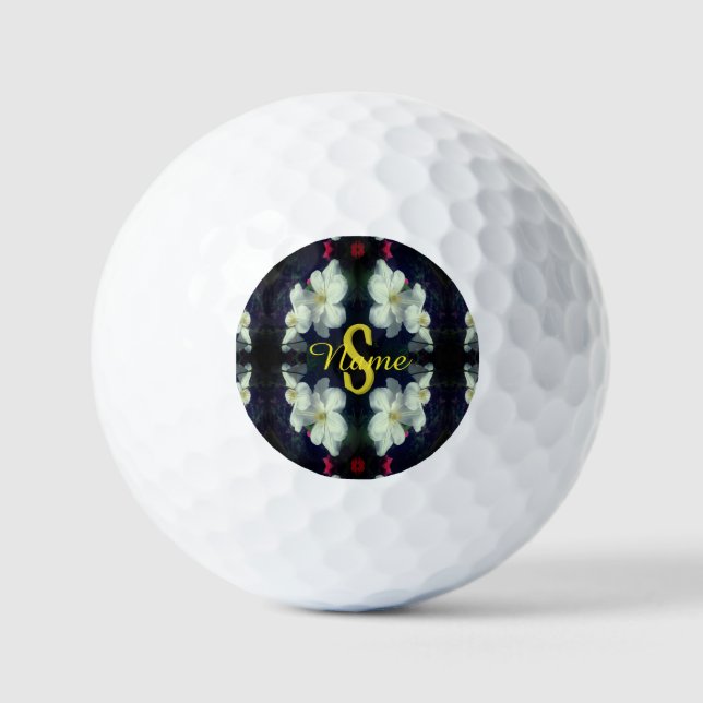 Monogram Your Initial Name Clematis Floral Art Golf Balls (Front)