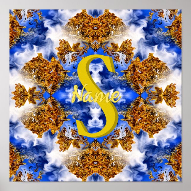 Monogram Your Initial Name Colourful Art Custom Poster (Front)