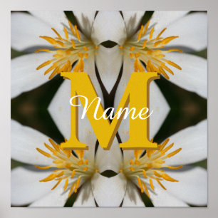 Monogram Your Initial Name Floral Personalised Poster