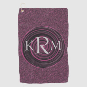 Monogram Your Initials Plum Swirls Personalised Golf Towel