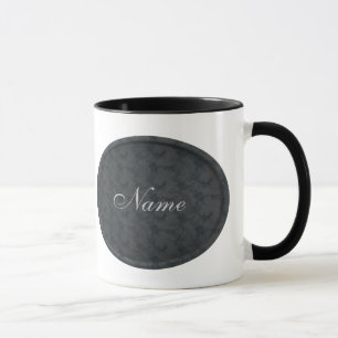 Monogram Your Name Black Floral Mug
