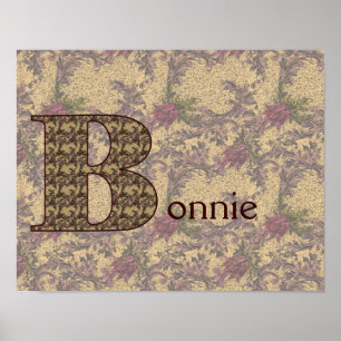 Monogram Your Name Initial B Elegant Floral Poster
