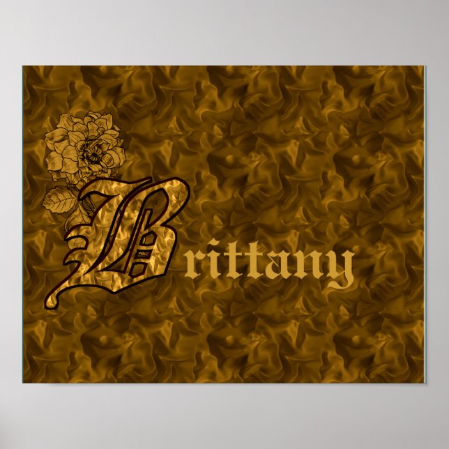 Monogram Your Name Initial B Gold Peony Poster (Front)