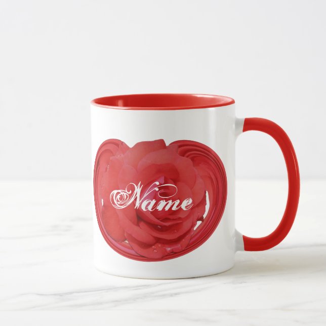 Monogram Your Name Rose Floral Personalised Mug (Right)