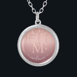 Monogram Your Name Rose Gold Blush Glitter Sparkle Silver Plated Necklace<br><div class="desc">Necklaces with Monogram Name Text Rose Gold Blush Glitter Sparkle Personalised Anniversary - Party or Wedding Gift / Supplies - Add Your Letter / Name - Text or Remove - Make Your Special Necklace Gift - Resize and move or remove and add text / elements with Customisation tool. Choose fonts...</div>