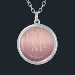 Monogram Your Name Rose Gold Blush Glitter Sparkle Silver Plated Necklace<br><div class="desc">Necklaces with Monogram Name Text Rose Gold Blush Glitter Sparkle Personalised Anniversary - Party or Wedding Gift / Supplies - Add Your Letter / Name - Text or Remove - Make Your Special Necklace Gift - Resize and move or remove and add text / elements with Customisation tool. Choose fonts...</div>