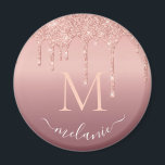 Monogram Your Name Rose Gold Glitter Magnet<br><div class="desc">Magnets with Monogram Name Text Rose Gold Blush Glitter Sparkle Personalized Anniversary Party or Wedding Supplies / Gift - Add Your Letter / Name - Text or Remove - Make Your Special Magnet Gift - Resize and move or remove and add text / elements with customization tool. Design by MIGNED....</div>