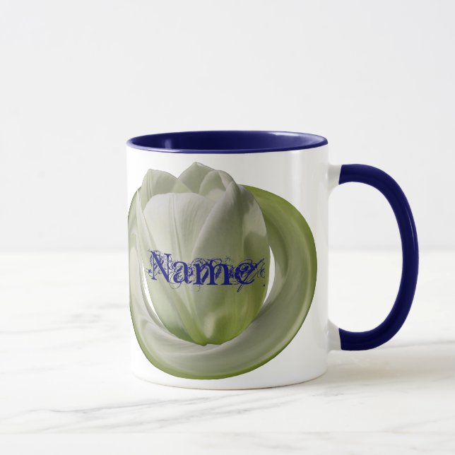 Monogram Your Name Tulip Floral Personalised Mug (Right)