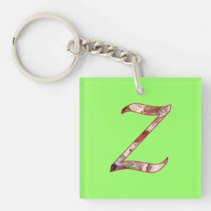 Monogram Z Floral Design Keychain
