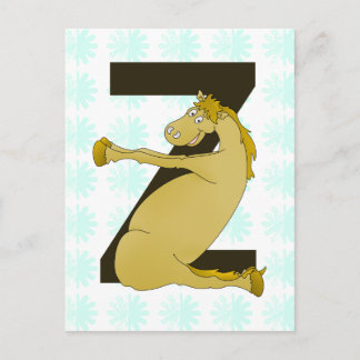 Monogram Z Funny Pony Customised Postcard